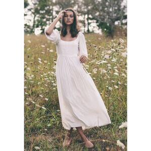 Kara Thoms Women's The Bellflower Dress 100% Linen Minimalist Prairie Size XS